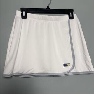 RLX Ralph Lauren Womens White Cross Fold Athletic Tennis Golf Skirt White Medium